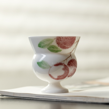 Ceașcă de ceai ceramică pictată manual cu lychee, formă creativă de dovleac înalt, pentru uz personal, set de ceai Kung Fu