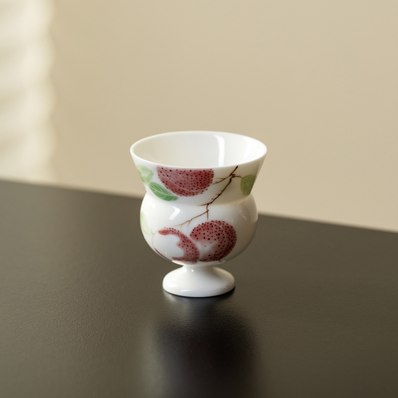 Ceașcă de ceai ceramică pictată manual cu lychee, formă creativă de dovleac înalt, pentru uz personal, set de ceai Kung Fu