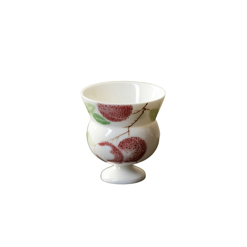 Ceașcă de ceai ceramică pictată manual cu lychee, formă creativă de dovleac înalt, pentru uz personal, set de ceai Kung Fu