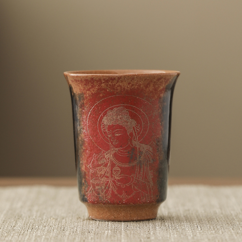 Ceșcuță de ceai în stil Zen Kintsugi, ceramică vintage pentru aromă, servire individuală