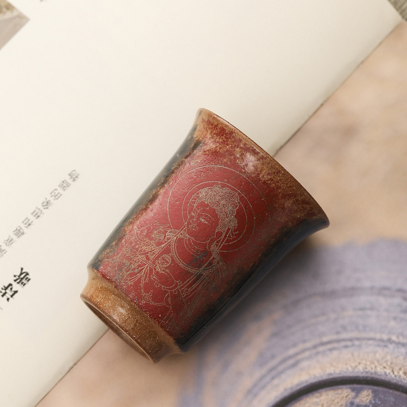 Ceșcuță de ceai în stil Zen Kintsugi, ceramică vintage pentru aromă, servire individuală