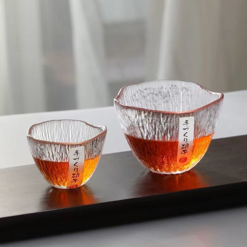 Pahar de ceai din sticlă, stil japonez, pentru uz casnic — ceașcă mică, design picătură de ploaie, set de pregătire și servire a ceaiului