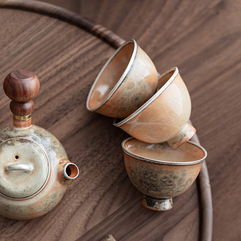 ceașcă ceramică Gongfu pentru ceai, arsă la cuptor, stil retro wabi-sabi, unică pentru uz casnic