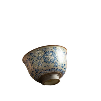 Ceașcă de ceai din porțelan de înaltă calitate, cu ornamente din argint în filigran și motiv de lotus — stil chinezesc, pentru uz casnic