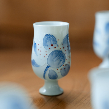 Ceașcă de ceai din ceramică, bază înaltă, petale de lotus, pictură manuală, pentru uz casnic, set Kung Fu de ceai de înaltă calitate.