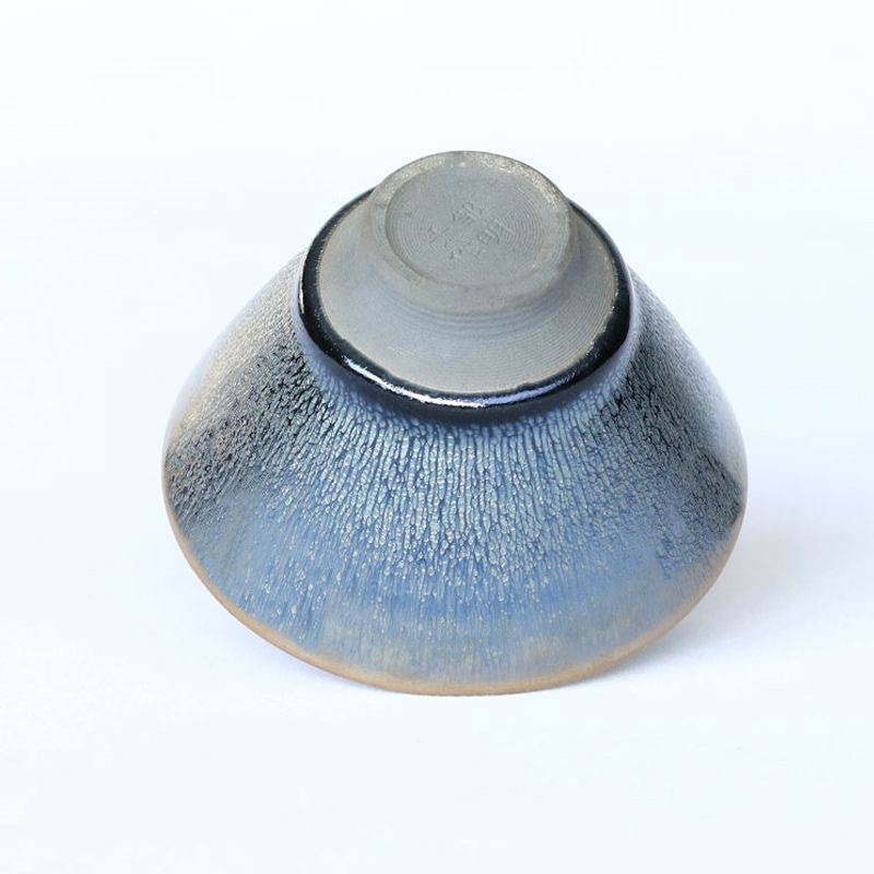 Ceșuță de ceai Jian ware cu glazură Oil-Drop Silver, realizată manual, corp din fier, arsă în cuptor, calitate superioară