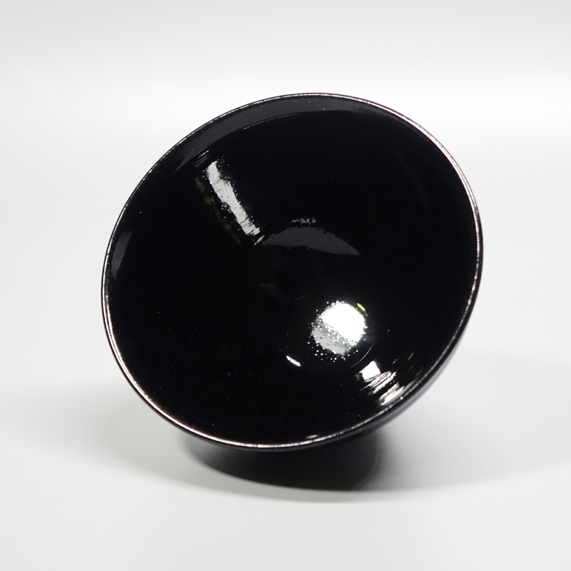 Jianzhan ceai castron cu glazură negru-auriu și margine cu aspect păr de iepure, diametrul 12,5 cm, set pentru ceremonia ceaiului a dinastiei Song, bază de fier