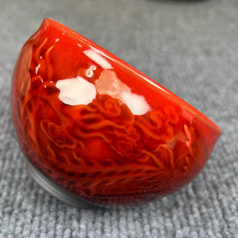Ceai Jianyang Jianzhan cu dragon roșu ca sângele și phoenix norocos, ceramică Jian Kiln, lucrată manual, arsă cu lemn