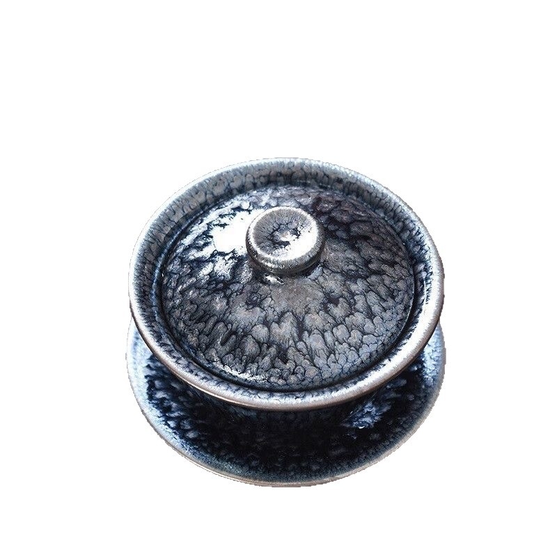 Ceainic Jianzhan din Fujianul de Nord, set ceramic de ceai cu corp din fier și glazură minerală originală, design cu trei camere, dimensiune mare, bază rezistentă la căldură