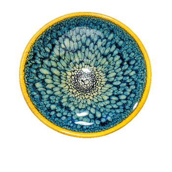 Jianyang Jianzhan Ceai ceramic verde păsărică în formă de pălărie, glazură minerală originală, corp de fier