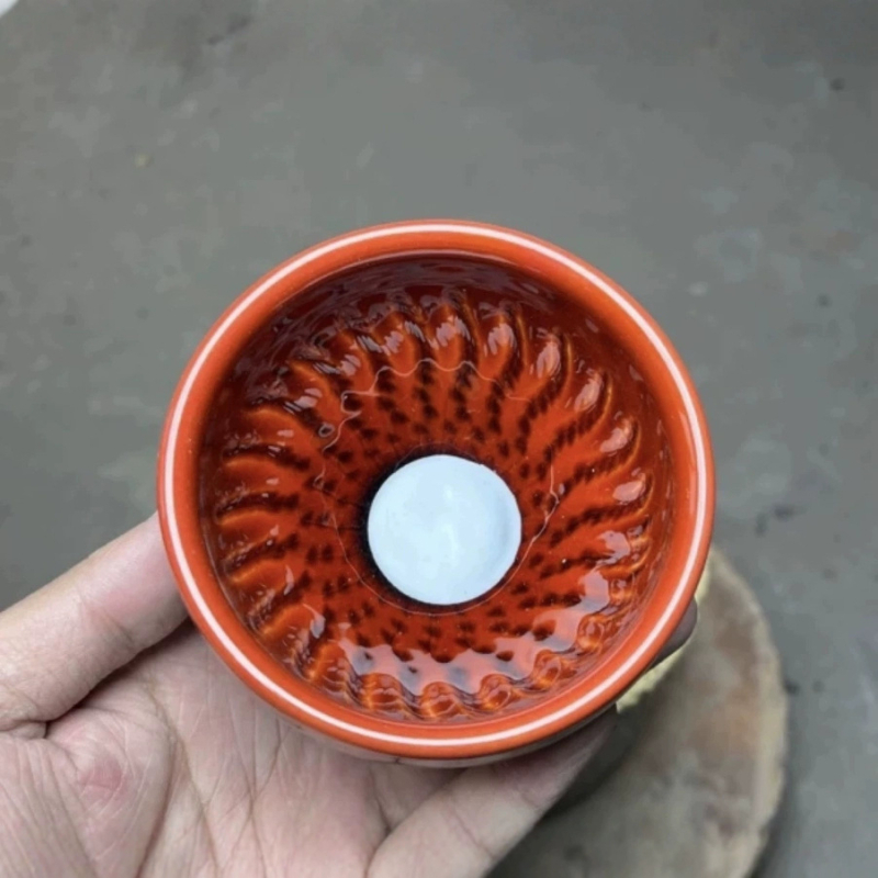 Căniță de ceai din ceramică, cu motiv cuțit săltător, capacitate mare