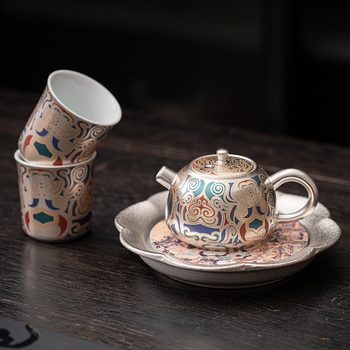 Ceaișcă de ceai din porțelan, cu încrustații de aur și argint, pentru uz personal, stil chinezesc de înaltă clasă