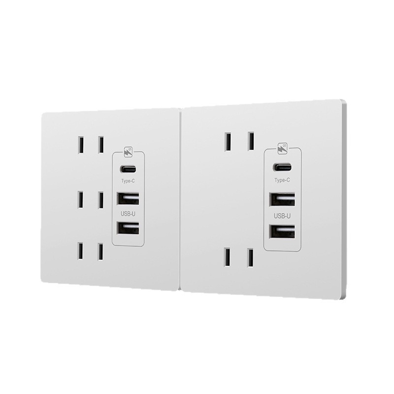 Type-C панел за стенен контакт с бързо зареждане до леглото, USB 20W за Android и iPhone
