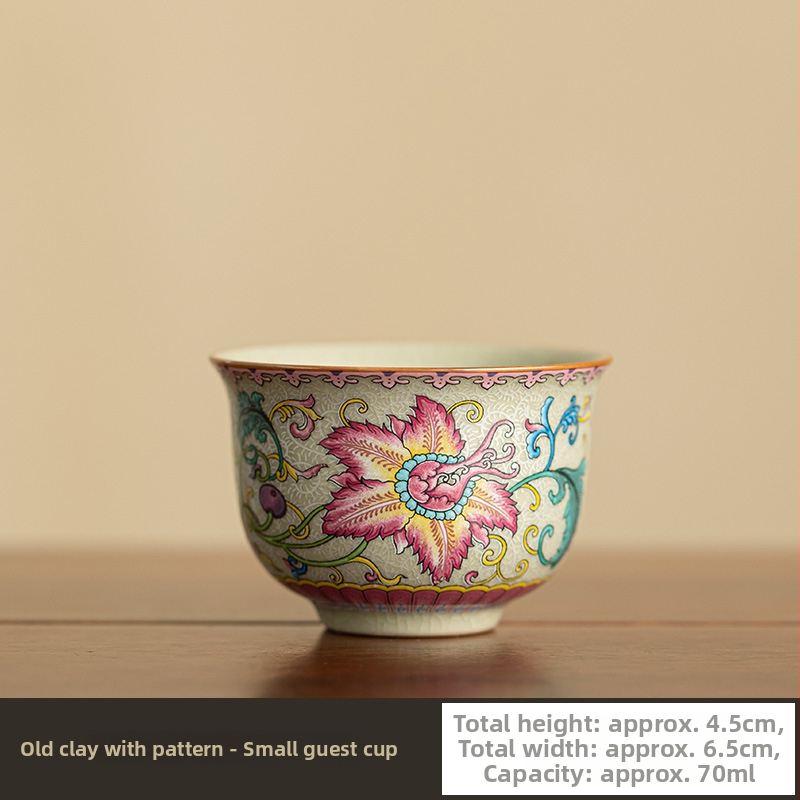 Ceașcă de ceai vintage cu emailare, în stil palat, ceramică pentru degustare de ceai