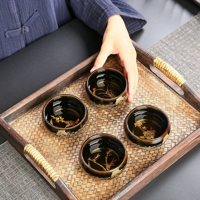Ceașcă de ceai Tianmu Gongfu, ceramică cu aromă de foiță de aur, pentru degustare personală