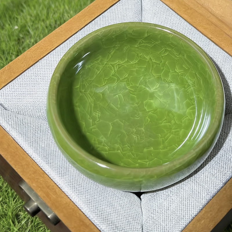 Căniță de ceai verde cu fisuri de gheață și motiv floare de gheață, unic, tacâm de ceai de înaltă clasă, glazură minerală originală