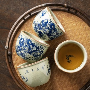 Dehua Chai Kiln ceașă de ceai, pictură manuală albastru‑alb, Monkey King, degustare premium
