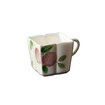 Ceșuță de ceai pictată manual, subglazură Lychee, ceramică pătrată, stil japonez, pentru uz personal