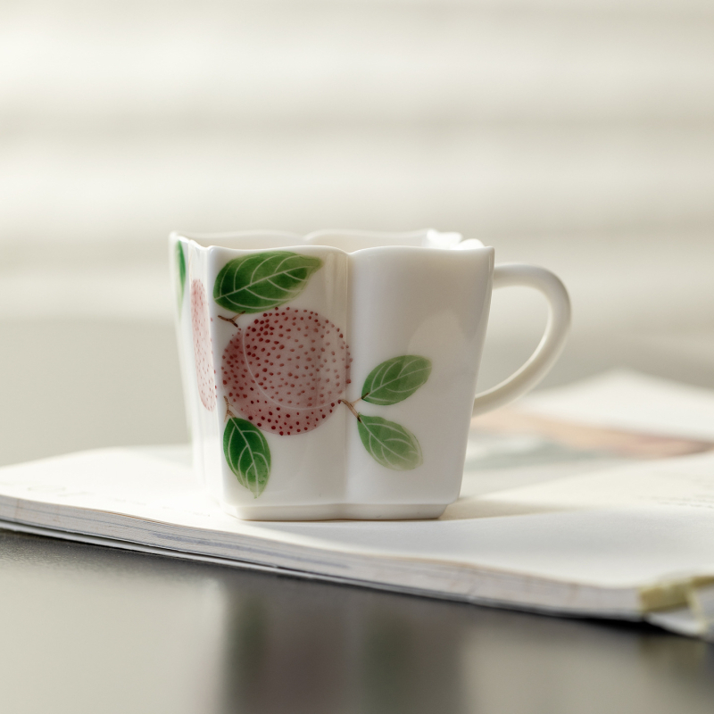 Ceșuță de ceai pictată manual, subglazură Lychee, ceramică pătrată, stil japonez, pentru uz personal