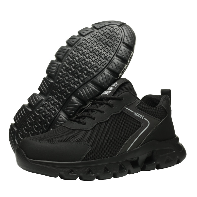 Pantofi de lucru cu plasă, vară, pentru bărbați, respirabili, ușori, vârf din oțel, protecție anti-șoc și anti-perforație, talpă moale, rezistenți la uzură