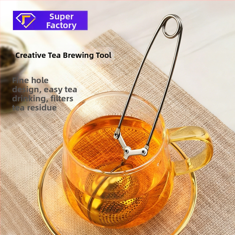 Bilă de infuzie pentru ceai cu mâner cu clips, oțel inoxidabil 304, filtru de ceai