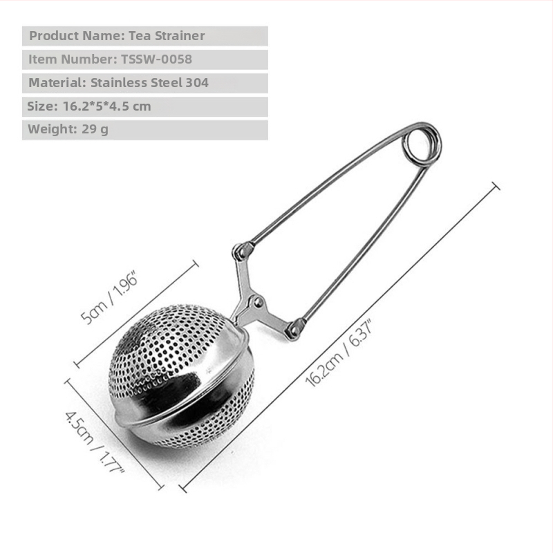 Bilă de infuzie pentru ceai cu mâner cu clips, oțel inoxidabil 304, filtru de ceai