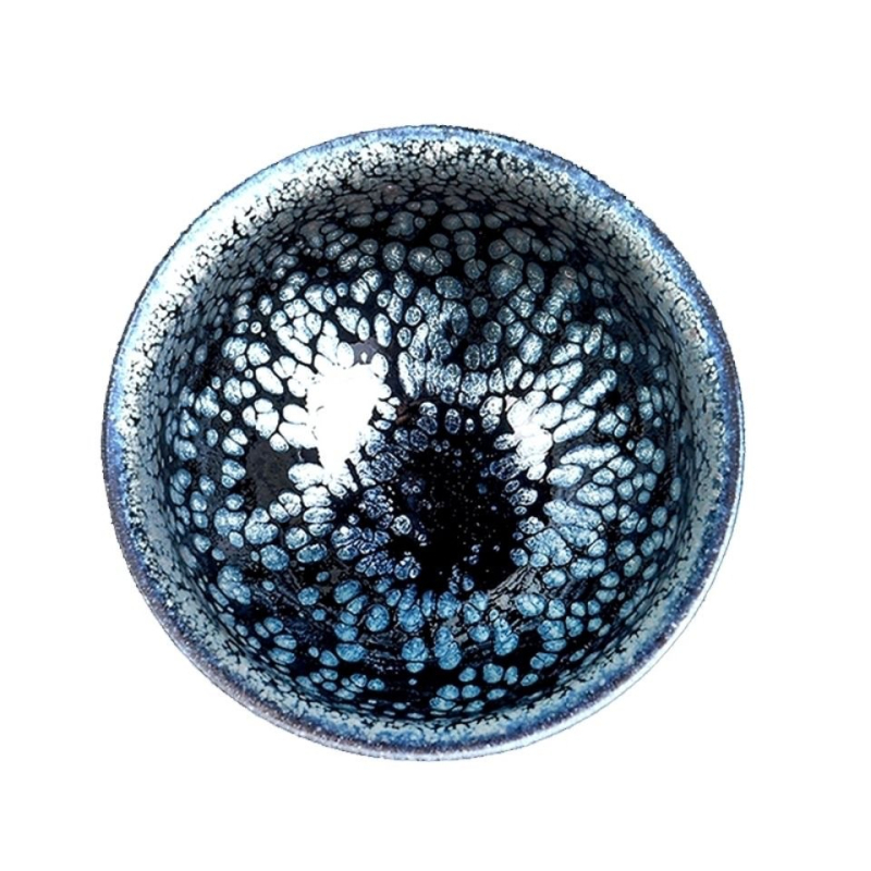 Ceașcă de ceai Jianzhan cu glazură neagră și pete argintii, ceașcă mare în stil Tianmu, ceramică