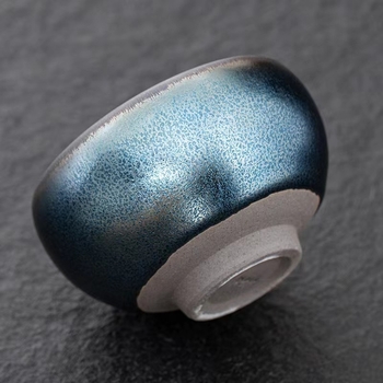 Ceșuță Zen Blue Kirin din Jianzhan cu glazură minerală originală, meșter Jianyang