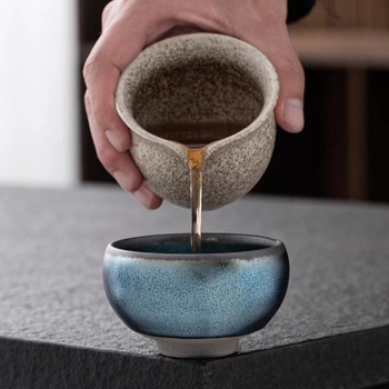 Ceșuță Zen Blue Kirin din Jianzhan cu glazură minerală originală, meșter Jianyang