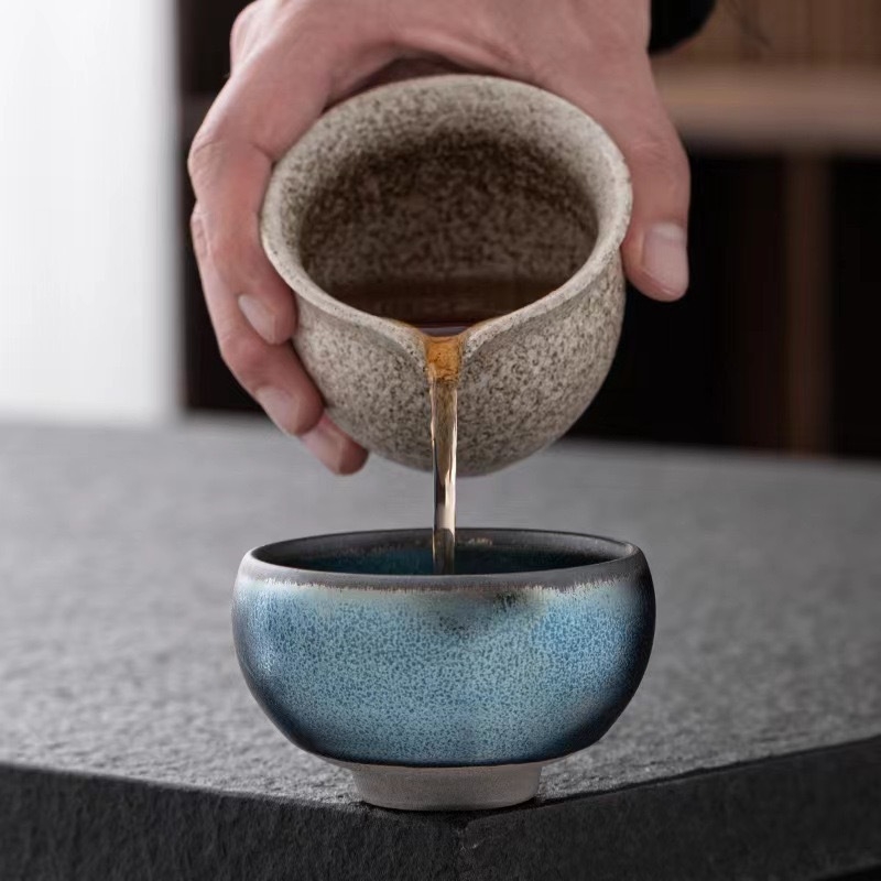 Ceșuță Zen Blue Kirin din Jianzhan cu glazură minerală originală, meșter Jianyang