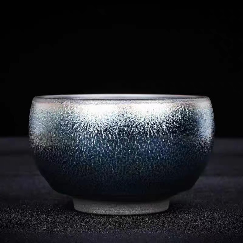 Ceșuță Zen Blue Kirin din Jianzhan cu glazură minerală originală, meșter Jianyang