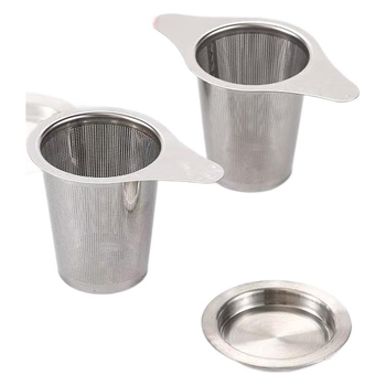 Filtru de ceai din oțel inoxidabil 304 pentru uz casnic, infuzor conic cu două mânere, separator de frunze de ceai, ușor de curățat