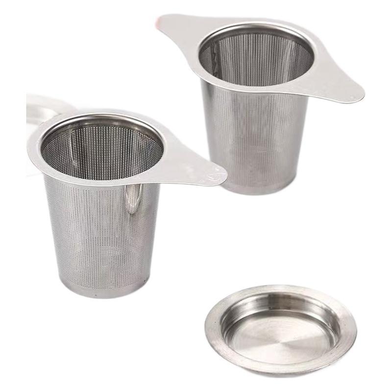 Filtru de ceai din oțel inoxidabil 304 pentru uz casnic, infuzor conic cu două mânere, separator de frunze de ceai, ușor de curățat