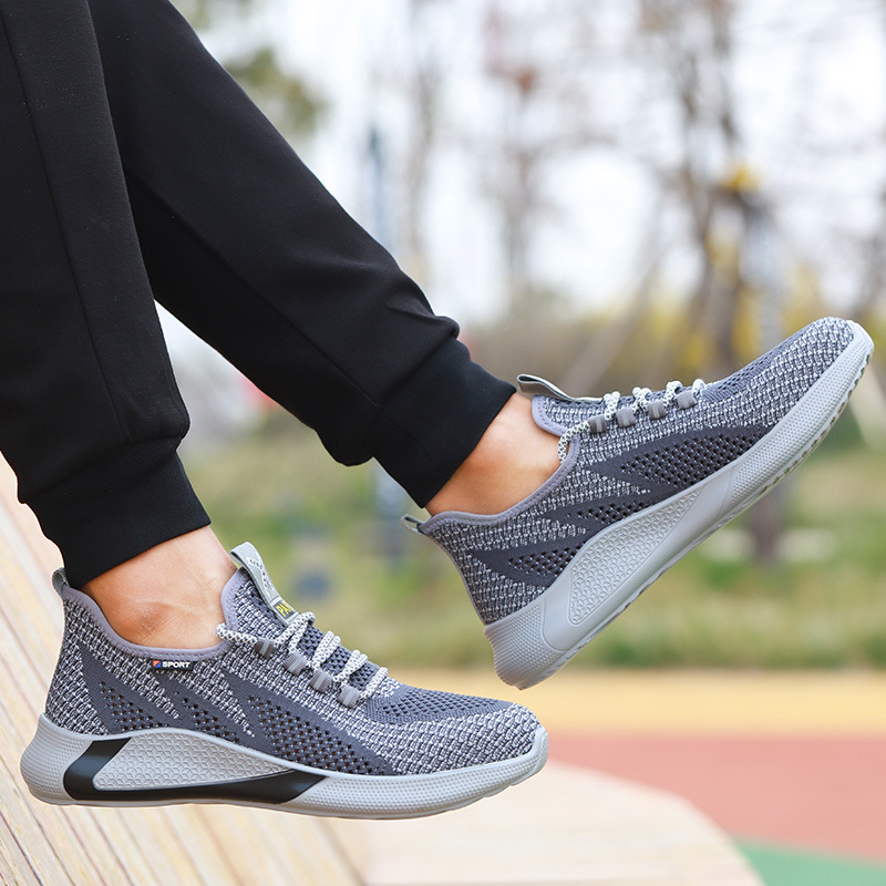 Prozračne zaštitne cipele Flyknit s čeličnom kapicom za prst, zaštita od udara i probijanja, protuklizne, s kontrolom mirisa, ljetne radne cipele