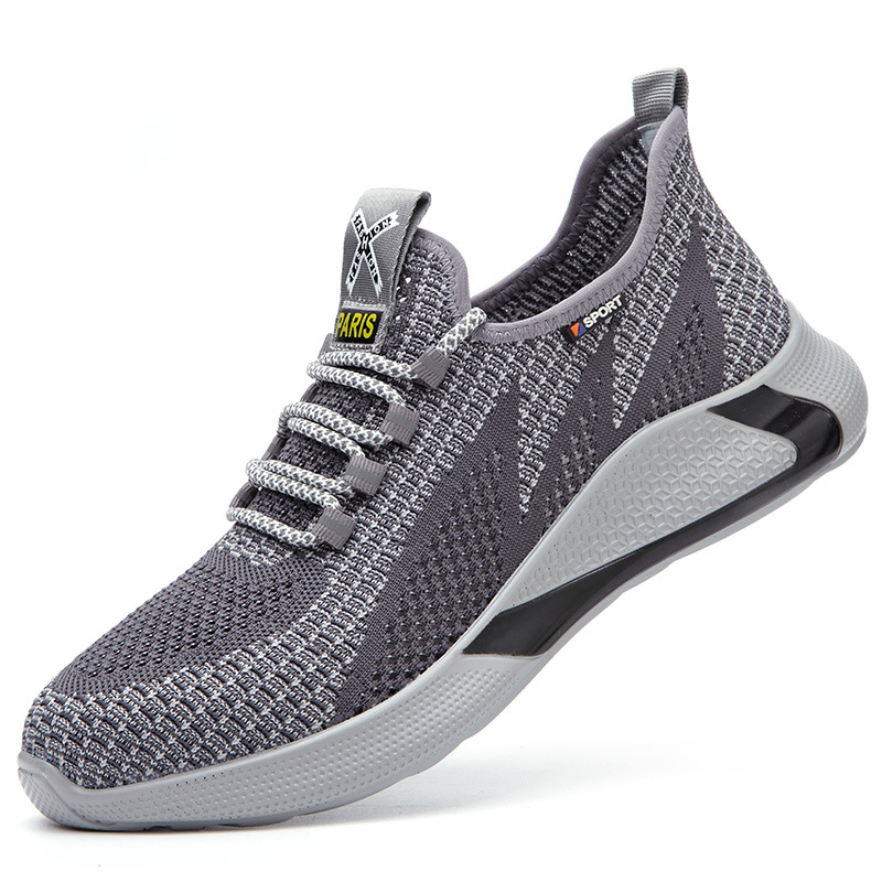 Prozračne zaštitne cipele Flyknit s čeličnom kapicom za prst, zaštita od udara i probijanja, protuklizne, s kontrolom mirisa, ljetne radne cipele
