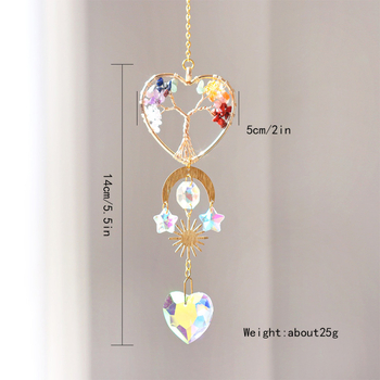 Arborele Vieții – carillon de cristal, decor pentru ferestre și pereți, prindător de soare, ornament de grădină, handmade, 39 cm, stil modern minimalist