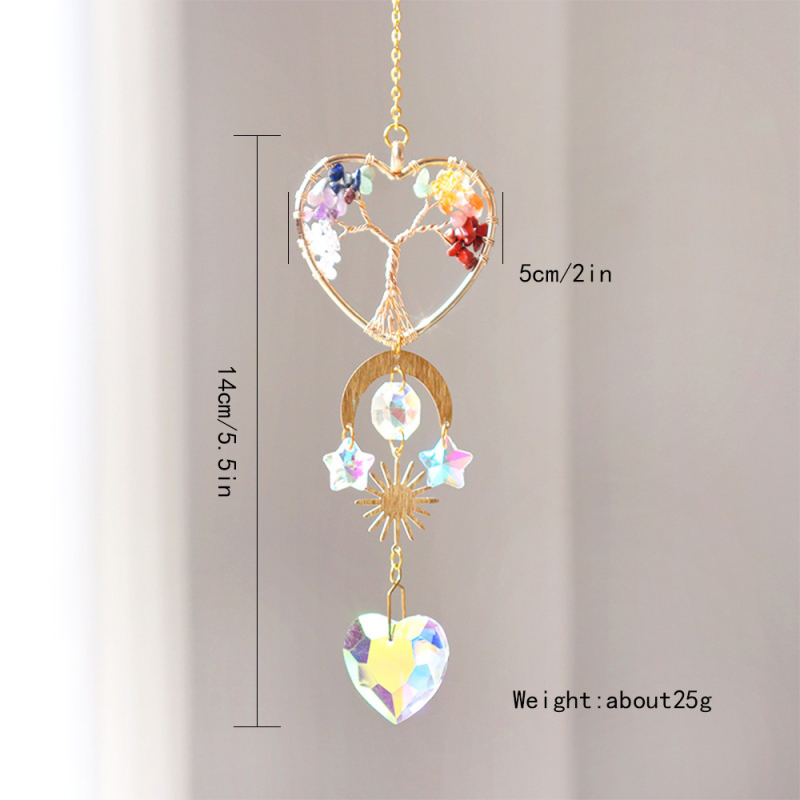 Arborele Vieții – carillon de cristal, decor pentru ferestre și pereți, prindător de soare, ornament de grădină, handmade, 39 cm, stil modern minimalist