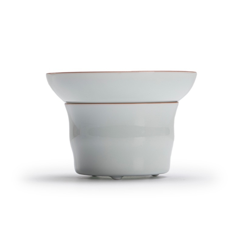 Sită ceramică pentru ceai, cu filtru integrat, pentru set Gongfu