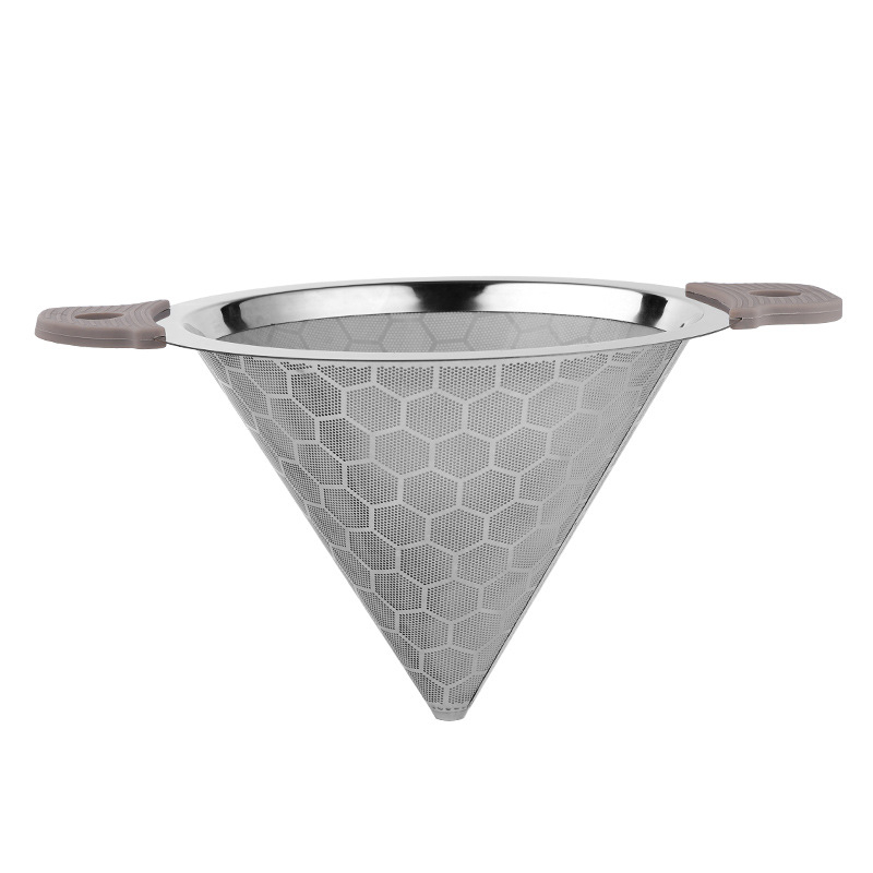 Filtru de ceai din oțel inoxidabil 304 pentru ceai cu lapte, cu mânere duble, filtru cu plasă ultra-fină, capacitate mare