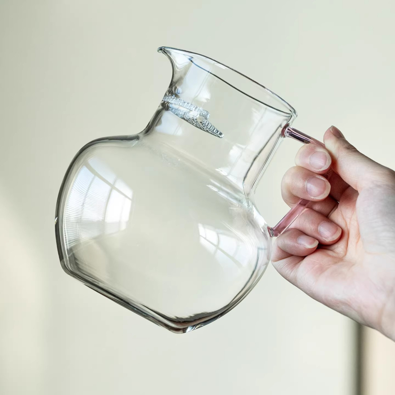 Ceainic din sticlă borosilicată, model 2026, cu filtru integrat și separare ceai-apă, capacitate mare