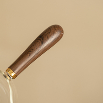 Ceșcuță Gongfu cu mâner din lemn, sticlă borosilicată, mâner lateral, pereți groși, rezistentă la temperaturi înalte, accesorii de ceai