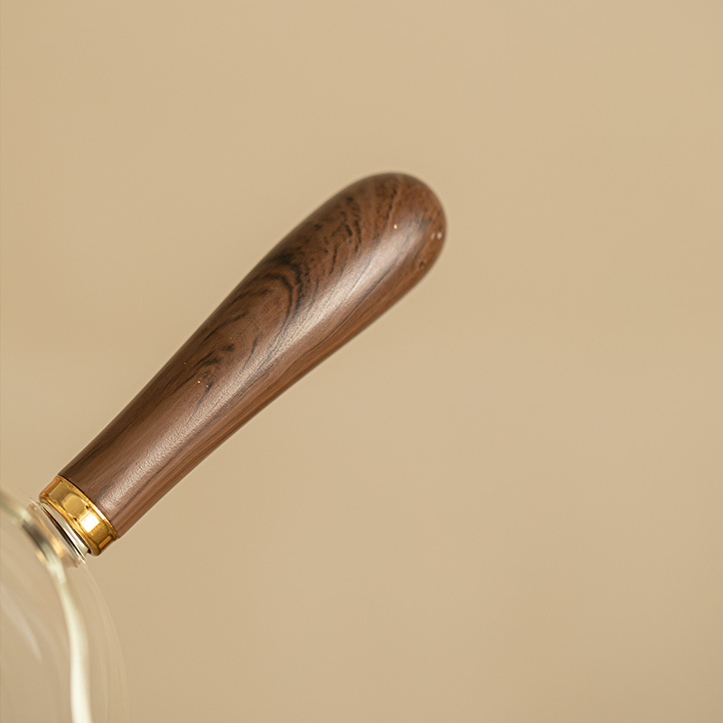 Ceșcuță Gongfu cu mâner din lemn, sticlă borosilicată, mâner lateral, pereți groși, rezistentă la temperaturi înalte, accesorii de ceai