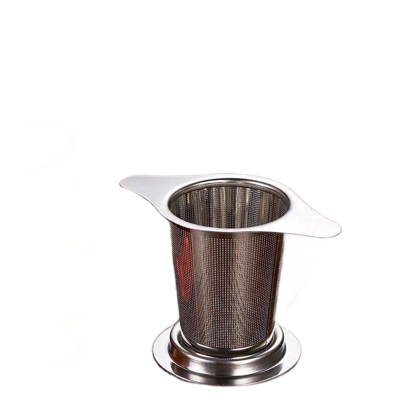 Filtru de ceai din oțel inoxidabil, infuzor cu mâner dublu, ușor de curățat, separator conic pentru frunze de ceai