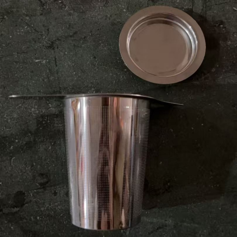 Filtru de ceai din oțel inoxidabil, infuzor cu mâner dublu, ușor de curățat, separator conic pentru frunze de ceai