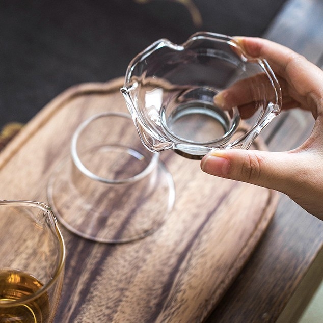 Filtru de ceai din sticlă borosilicată transparentă, cu filtru din oțel inoxidabil, rezistent la temperaturi înalte, accesorii minimalist pentru ceai