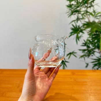 Cana de servire pentru ceai, transparentă, din sticlă borosilicată, fără mâner, rezistentă la temperaturi înalte