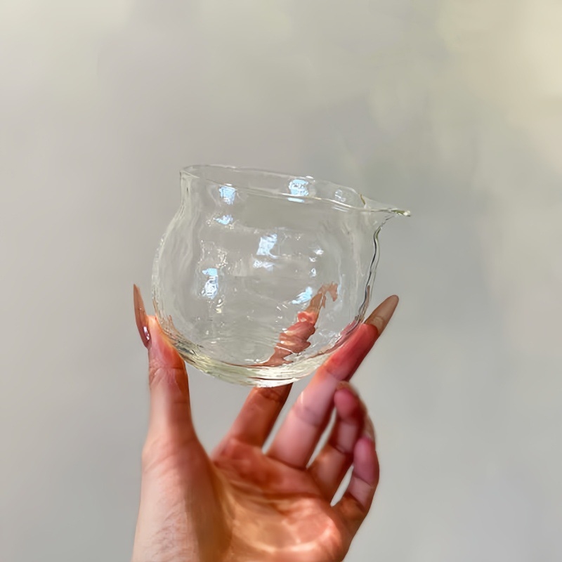 Cana de servire pentru ceai, transparentă, din sticlă borosilicată, fără mâner, rezistentă la temperaturi înalte