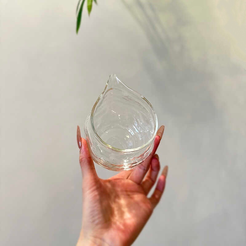 Cana de servire pentru ceai, transparentă, din sticlă borosilicată, fără mâner, rezistentă la temperaturi înalte