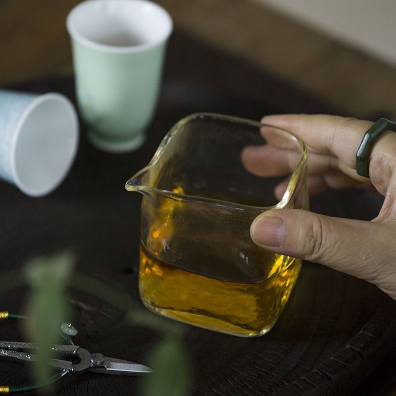 Ceașcă de ceai pătrată, transparentă, din sticlă borosilicată înaltă, design minimalist, corp îngroșat, rezistentă la căldură, pentru uz casnic