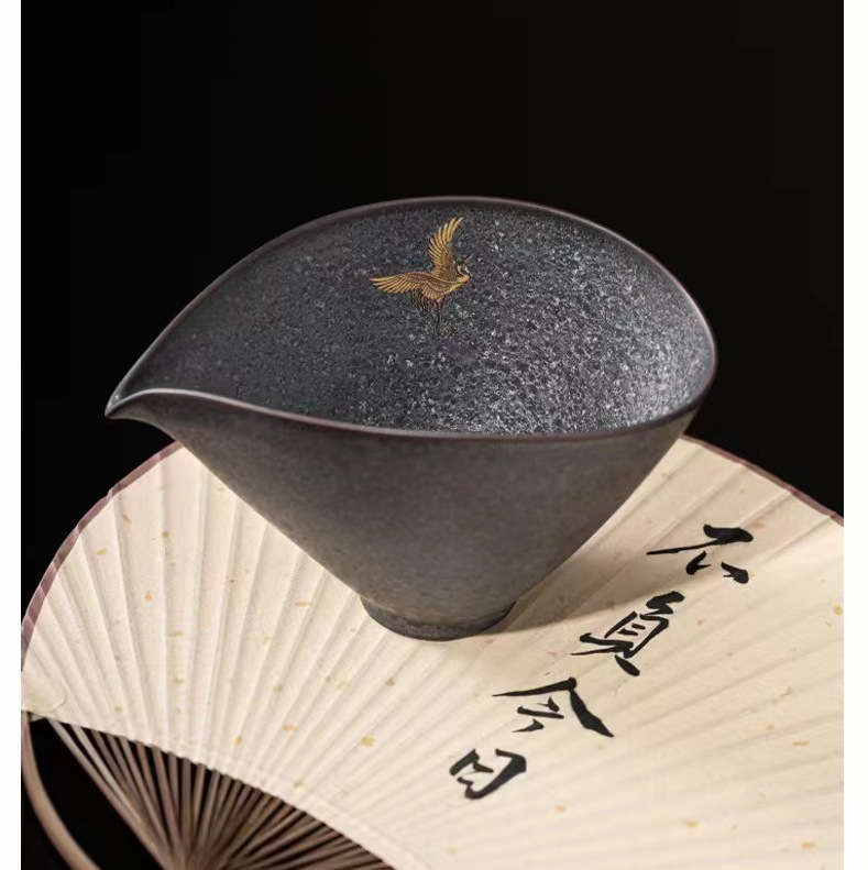 Set Gongfu de ceai ceramic în stil japonez retro, cu ceașcă Eagle-Beak pentru distribuția uniformă a ceaiului, cu tava de servire ceai